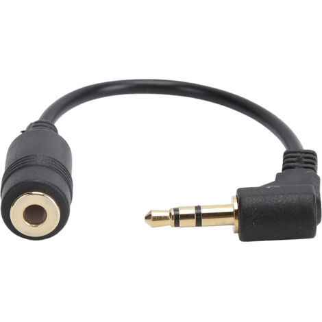 Câble d'extension audio 3,5mm mâle vers femelle à angle droit de 90 degrés pour casque - Noir (1/5)