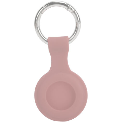 Étui de protection en silicone avec anneau porte-clés anti-perte pour iPhone - Rose (1/5)