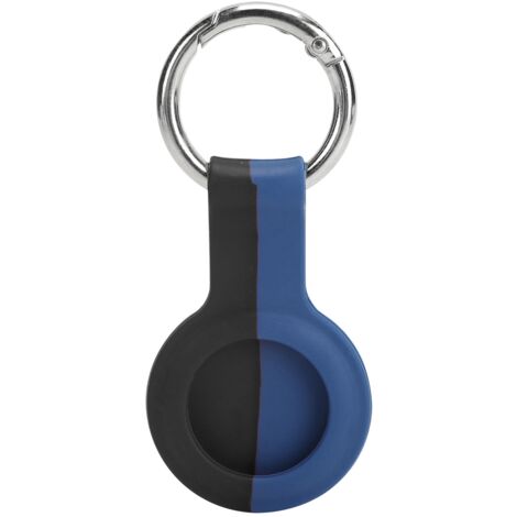Étui de protection en silicone bicolore avec boucle métallique pour traceur IOS - Noir + Bleu (1/5)