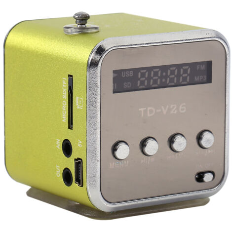 Enceinte Mini Lecteur MP3 Portable Radio FM Mode PC Support Carte TF et Clé USB Vert