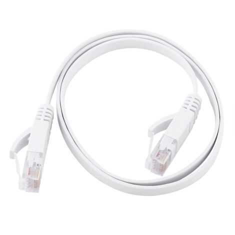 Câble Ethernet Plat RJ45 CAT6 UTP 0.5m Blanc pour Routeur Réseau 1000Mbps (1/5)