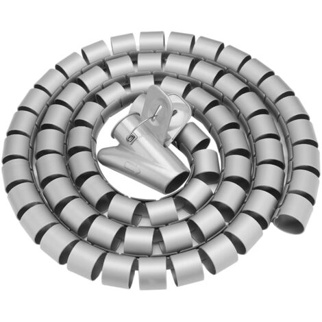 Gaine Spirale Flexible pour Câbles - Protège-fil Organisation 1,5m x 28mm Argent (1/3)