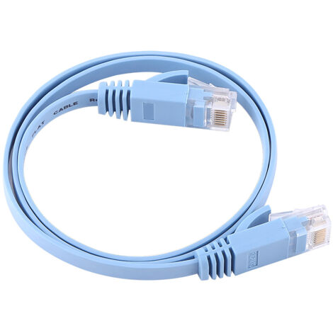 Câble Ethernet Plat RJ45 CAT6 0.5m Bleu - Câble Réseau UTP Haute Vitesse 1000Mbps pour Routeur (1/5)
