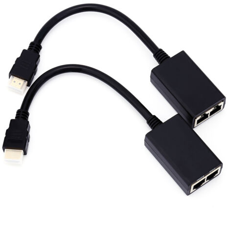 Extenseur HDMI sur RJ45 30M, Répéteur Ethernet CAT5e/CAT6 pour Vidéo 1080P