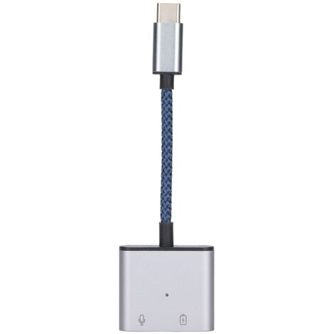 Adaptateur USB-C vers Jack 3,5 mm avec Charge Rapide PD 60W - Convertisseur Audio Type-C et AUX - Bleu (1/4)