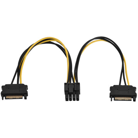 Câble adaptateur d'alimentation 15 broches SATA mâle vers 8 broches PCI-E femelle, 0.2m (1/5)