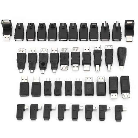 Lot de 40 adaptateurs USB 2.0 coudés mini et micro mâles femelles convertisseurs (1/5)