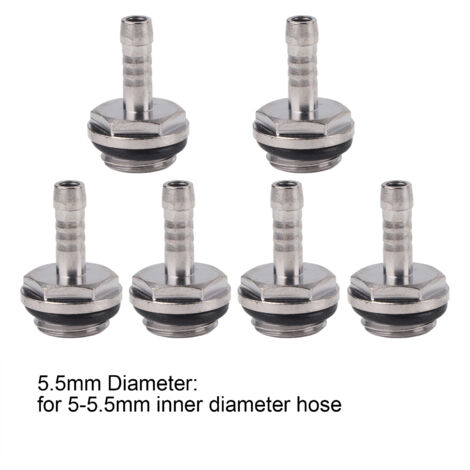 6 Pièces Raccords de Refroidissement PC à Double Touche Filetage G1/4 pour Tubes 5.5mm (1/5)