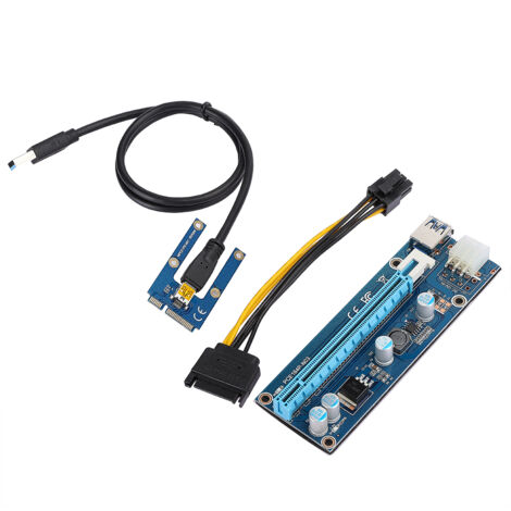 Carte d'extension PCI-E vers PCI Express 16x avec câble d'alimentation SATA pour minage de cryptomonnaie (1/5)