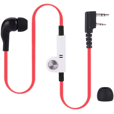 Micro-casque plat 2 broches avec micro PTT pour talkie-walkie - Rouge (1/5)