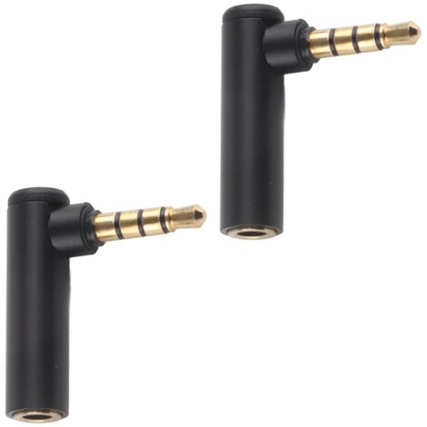 2 Pièces Adaptateur Audio 3.5mm Mâle vers Femelle Angle Droit 90 Degrés (1/5)