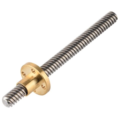 Tige filetée trapézoïdale T8 en acier inoxydable 8mm avec écrou en laiton pour imprimante 3D - 100mm