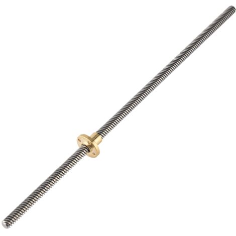 Tige filetée trapézoïdale en acier inoxydable T8 8mm avec écrou en laiton pour imprimante 3D, longueur 330mm