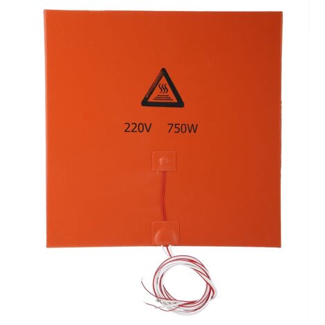 Tapis chauffant silicone 220V 750W pour lit d'imprimante 3D 300x300mm (1/5)