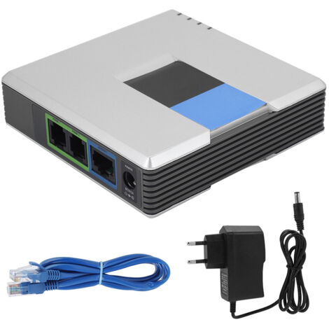 Passerelle VoIP 2 Ports Adaptateur Téléphonique Internet SIP avec Câble RJ45 pour Linksys PAP2T, Prise EU 100-240V (1/5)