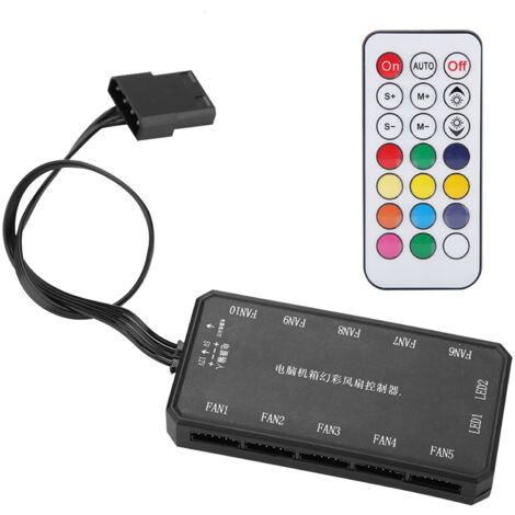 Télécommande sans fil 15m pour ventilateur PC multicolore avec contrôle RF (1/5)