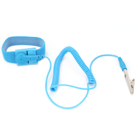 Bracelet antistatique bleu avec cordon de mise à la terre pour élimination sûre de l'électricité statique ESD (1/5)