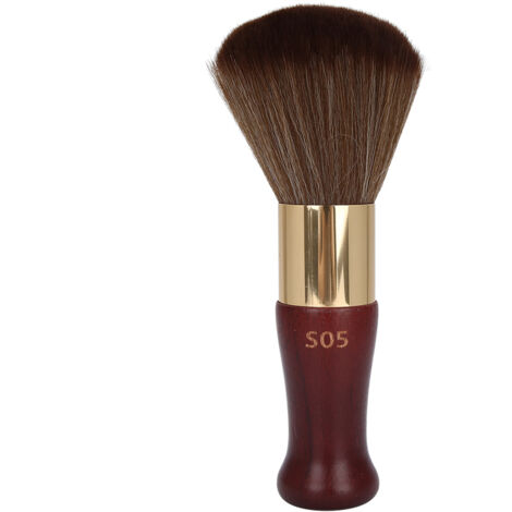 Brosse à poudre pour cou, nettoyage des pinceaux de rasage, outil de coiffure salon avec manche en bois rougeâtre (1/5)