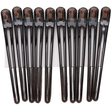 10 pinces à cheveux en forme de bec de canard pour salon de coiffure et barbier - Noir - Lot de 10 (1/5)