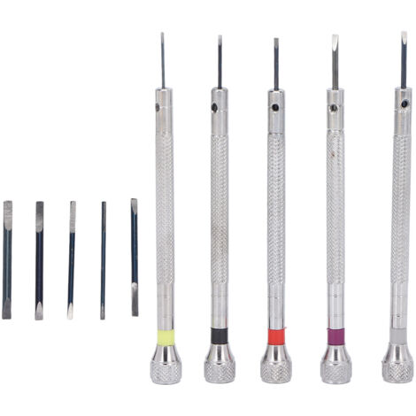 Ensemble de 5 Tournevis pour Montres en Acier de Tailles Différentes, Kit Professionnel de Réparation Horlogère (1/5)