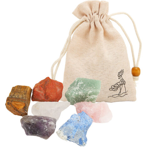 Ensemble de 7 Pierres de Chakra Brutes et Colorées pour Méditation et Soins (1/5)