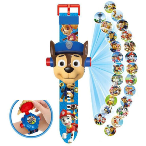 Montre Projecteur Enfant avec Motif Chien Cartoon, Cadeau Anniversaire Noël pour Filles Garçons 3‑8 Ans Bleu