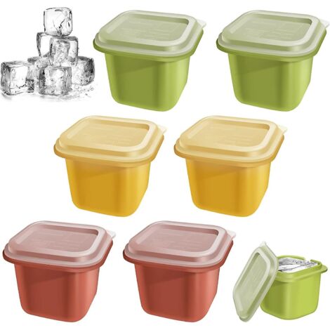 moule Glaons Carr,lot De 6 Bacs Glaons En Silicone Avec Couvercle, Cubes En Silicone Empilables (carrs) Pour Bire, Cocktails, Whisky Et Boissons (1/5)