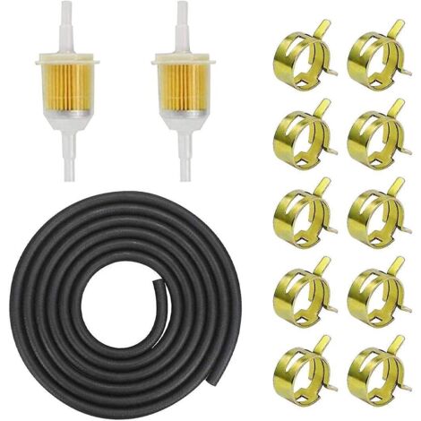 kit De Tuyau D'essence, Conduite De Carburant De 2 M De Diamtre De 5 Mm + 2 Filtres Carburant D'interface De 5 Mm + 10 Colliers De Serrage De 9 M (1/5)