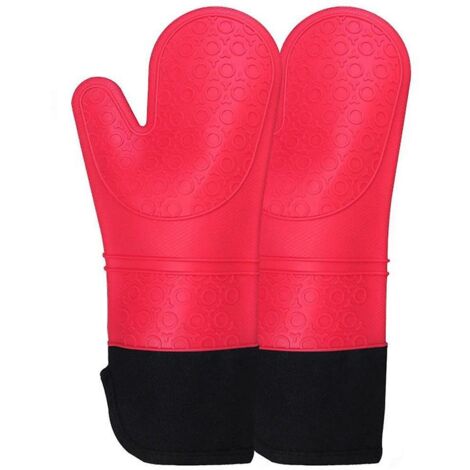 rouge-professionnels Gants De Four, Gants De Cuisine Silicone, 1 Paire Gant Anti Chaleur, Gants Tendus Pour Pizza Et Cuisine (1/5)
