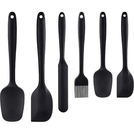 noir-spatule Silicone De Cuisine Lot De 6, Rsistantes La Chaleur Qualit Alimentaire Ustensiles En Silicone Antiadhsif Pour La Cuisson, La Ptisser (1/5)