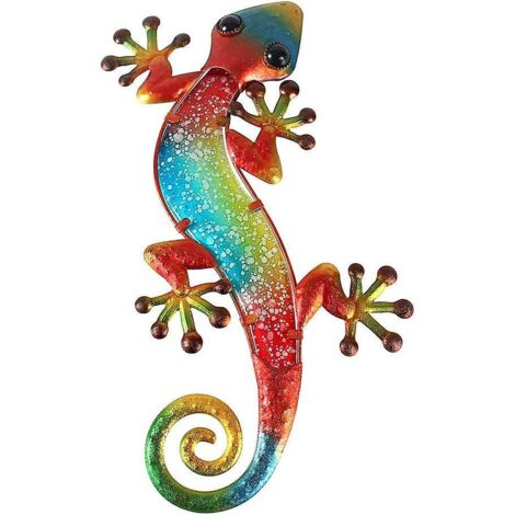 mtal Gecko Dcoration Murale Extrieure Lzard Jardin Art Dcorations En Verre Suspendre Pour Patio Ou Clture (1/5)