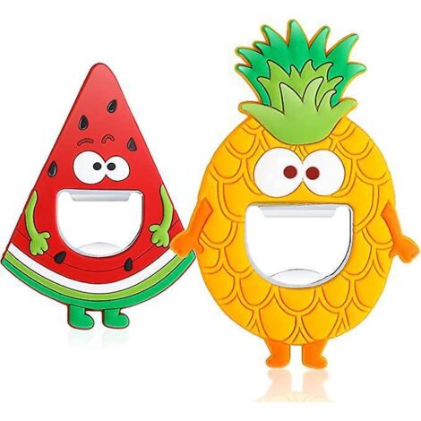 2 Pices Aimant De Rfrigrateur Ouvre-bouteille En Mtal Silicone Dcapsuleur Ananas Ouvre-bouteille Magntique Pastque Ouvre-bouteille De Dessin Anim (1/5)
