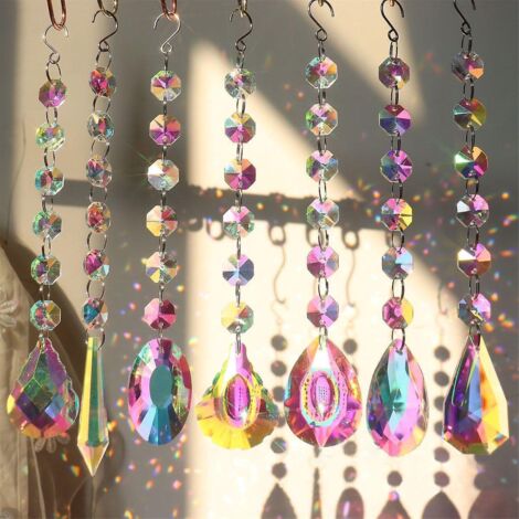 ensemble De 3 Pendentifs Suncatcher En Cristal Avec Perles De Chakra Rainbow Maker Suspendus Pour Fentre, Jardin, Cadeau (1/5)