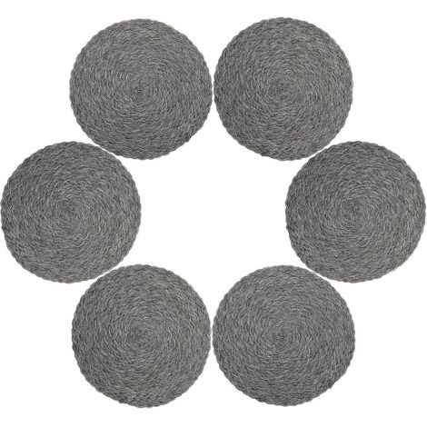 sets De Table, (rond, Tress-gris) Lot De 6 Set De Table Tress Rsistantes La Chaleur, Set De Table Rond (1/5)
