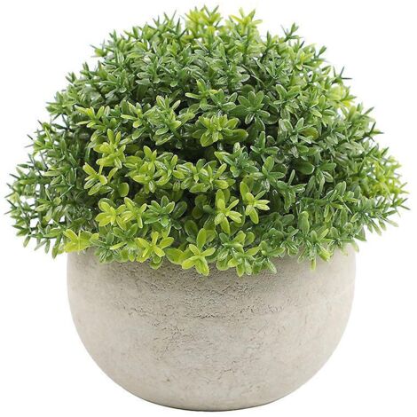 lot De 1 Mini Plantes Artificielles En Pot - Plante Artificielle En Forme De Boule - Herbe Verte - En Plastique Blanc - Pour Dcoration Intrieure E