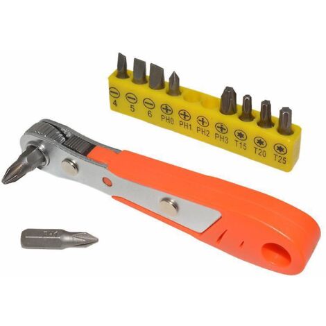 lot De 1 Tournevis Phillips Avec Vis, Mini Cliquet 1/4" Et Embout De Tournevis Phillips Avec Mini Tournevis Cliquet Rversible 1/4" Entranement (1/5)