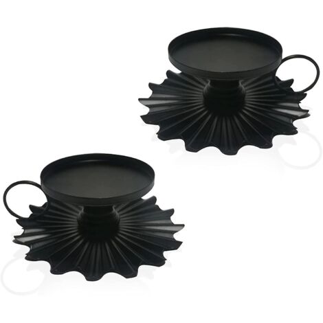 (2 Pices) Bougeoirs Noirs, Bougeoirs En Fer Vintage - Bougeoirs Pilier Vintage En Mtal, Parfaits Pour Le Cadeau De La Mre, La Dcoration Du Dner E (1/5)