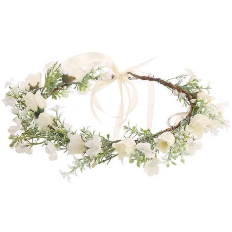 couvre-chef Couronne De Fleurs, Couronne De Fleurs Bohme Couronne Artificielle Marie Chapeaux Fte De Mariage Festival Couronne Verte (1/5)