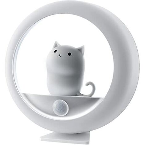 dessin Anim Chaton Veilleuse Rechargeable Capteur De Mouvement Led Veilleuse Pour Enfants Chambre Salle De Bain Murale Dimmable Bb Animal Veilleus (1/5)