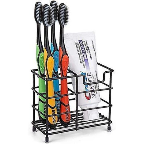 petit Porte-brosse Dents En Acier Inoxydable Noir (hors Outils Dentaires), Porte-brosse Dents Ventil Et Rsistant La Moisissure, Porte-dentifric (1/5)