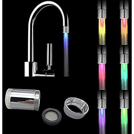 paquete De 2 , Colorido Grifo De Agua Led,7 Couleurs Changeantes Robinet D'eau Robinet Lumineux Led Embout De Robinet (1/5)