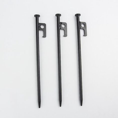 3 Pieux De Tente Robustes, Pieux De Tente De Camping En Acier Forg Haute Rsistance De 20 Cm Avec Crochets Et Trous, Utiliss Pour La Randonne En Pl (1/5)