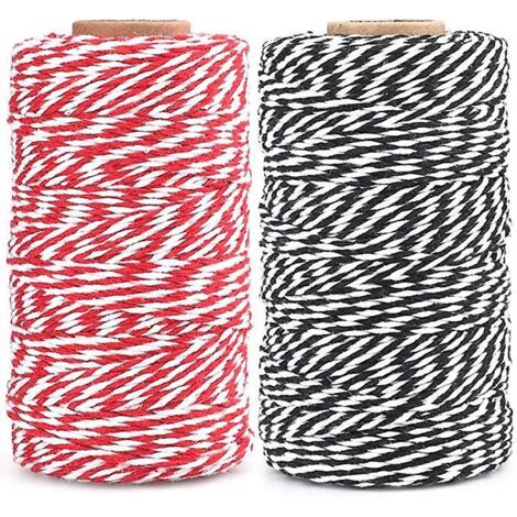corde De Coton Toronne Bicolore De 100 Mtres (2 Rouleaux), Fil De Corde Rouge Et Noir, Fil De Coton Artisanal Durable, Trs Appropri Pour La Ptisse (1/5)