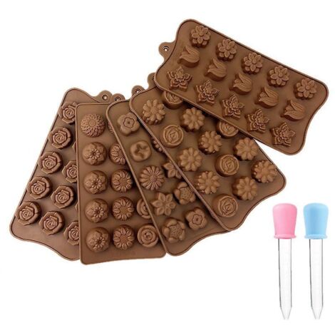 5 Pices Moules Chocolat En Silicone, Bonbons Moule Gele Moule Antiadhsif Casseroles De Cuisine Bacs Glaons Pour La Fte Festival - 6 Formes (1/5)