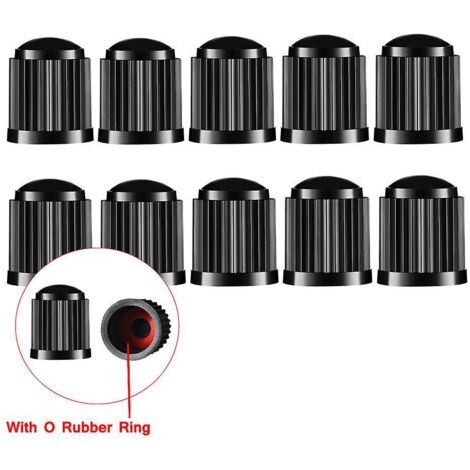 10pcs Bouchons De Valve De Pneu (noir), Couvercle Anti-poussire En Plastique Pour Tige De Pneu De Voiture, Avec Bagues D'tanchit, Adapt Aux Suv, M (1/5)