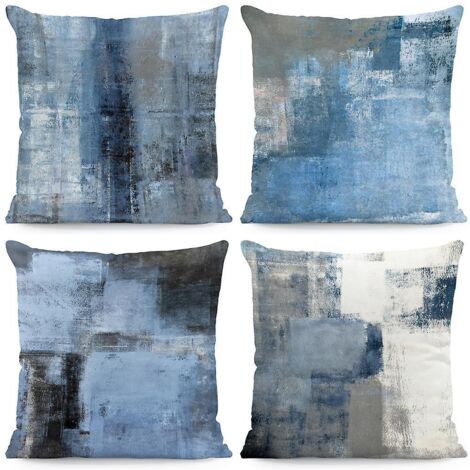 housse De Coussin Imprime Aquarelle 45cm X 45cm, Lot De 4 Taies D'oreiller Gris Marine 18x18 Pouces Taies D'oreiller Dcoratives Carres En Polyeste (1/5)