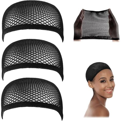 chapeau De Perruque De Dames 3pcs, Chapeau De Filet De Perruque Noir, Filet De Cheveux De Perruque De Cosplay (1/5)