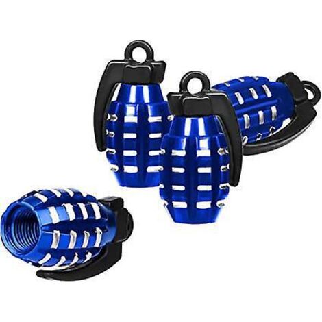 lot De 4 Cache-tige De Valve (bleu, Taille 14 X 29 Mm), Cache-tige De Valve En Alliage D'aluminium, Cache-pneu Tanche Pour Automobiles, Vus, Camio (1/5)