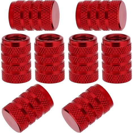 couvercle De Tige De Valve De Pneu 8 Pices (rouge), Capuchon De Valve De Pneu Universel En Aluminium Avec Anneau En Caoutchouc, Couvercle De Valve (1/5)