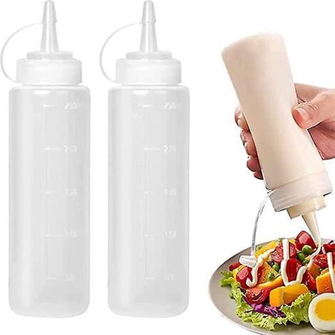 bouteille D'assaisonnement Extrude En Plastique De Qualit Alimentaire De 350 Ml (2 Pices) Avec Couvercle, Utilise Pour Le Distributeur D'assaisonn (1/5)